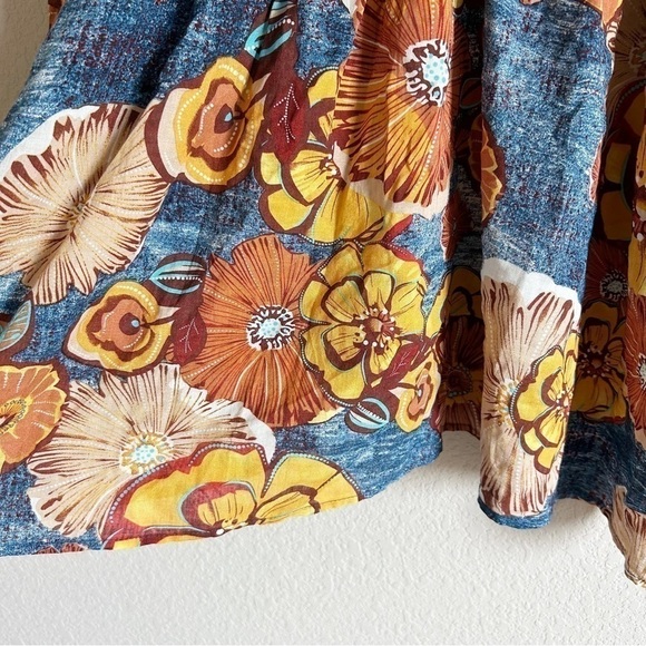 Bucketlist Floral Babydoll Flowy Blouse Boho Size L - Picture 6 of 9